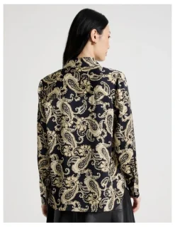 Basque Long Sleeve Blouse in Paisley Print