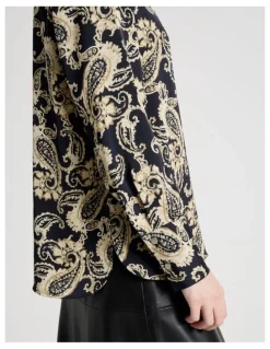 Basque Long Sleeve Blouse in Paisley Print