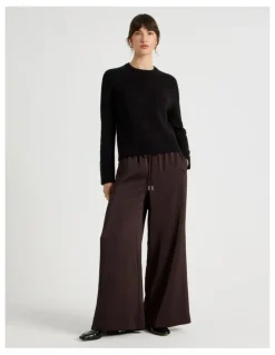 Basque Long Sleeve Crewneck Rib Knit in Black