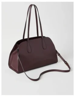 Basque Melrose Calf Hair Leather Tote Bag in Plum