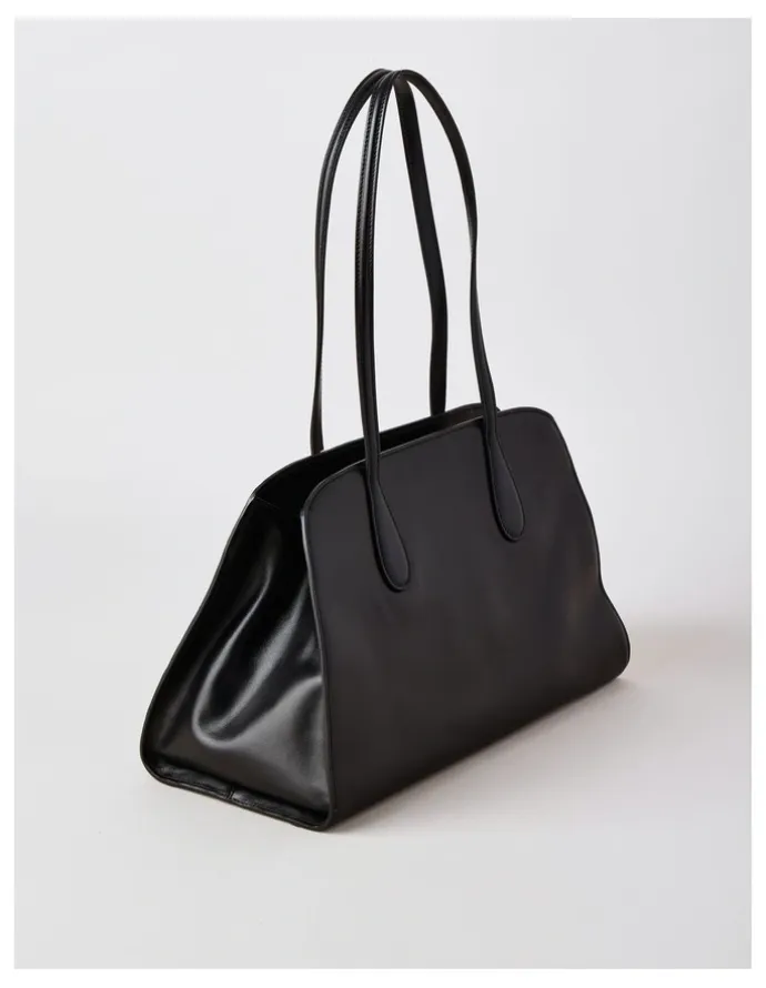Basque Melrose Leather Tote Bag in Black