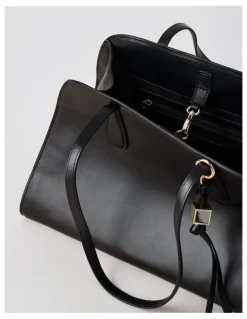 Basque Melrose Leather Tote Bag in Black