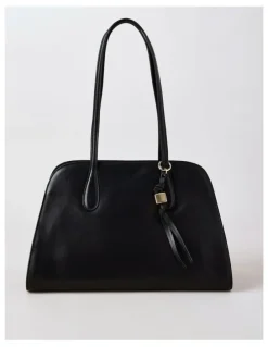 Basque Melrose Leather Tote Bag in Black
