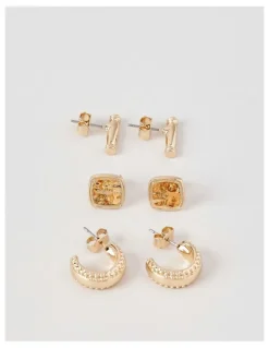Basque Mod 3PK Earrings in Gold