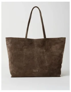 Basque Phoenix Suede Leather Tote Bag in Espresso