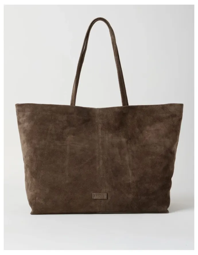 Basque Phoenix Suede Leather Tote Bag in Espresso