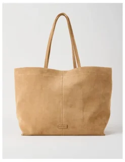 Basque Phoenix Suede Leather Tote Bag in Caramel