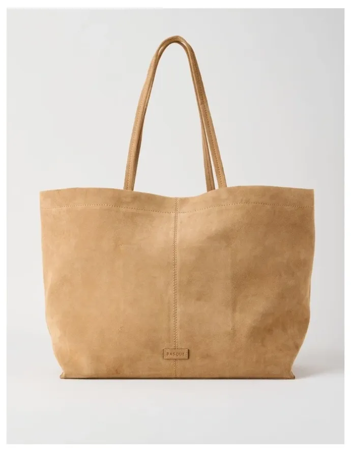 Basque Phoenix Suede Leather Tote Bag in Caramel