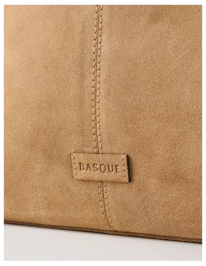 Basque Phoenix Suede Leather Tote Bag in Caramel