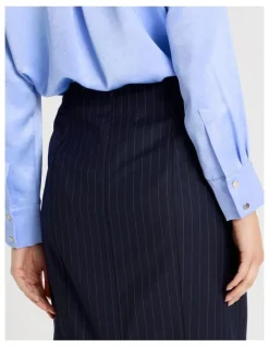 Basque Pinstripe Pencil Skirt
