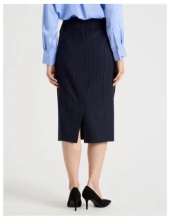 Basque Pinstripe Pencil Skirt