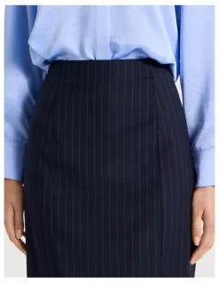 Basque Pinstripe Pencil Skirt