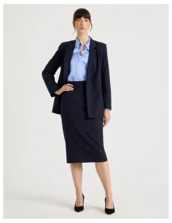 Basque Pinstripe Pencil Skirt