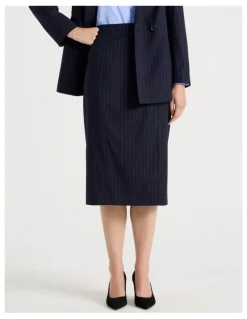 Basque Pinstripe Pencil Skirt
