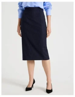 Basque Pinstripe Pencil Skirt