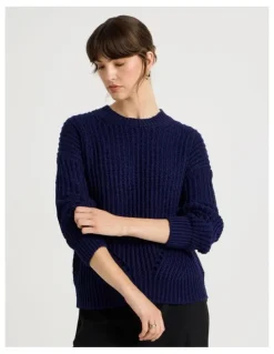 Basque Pointelle Knit in Navy
