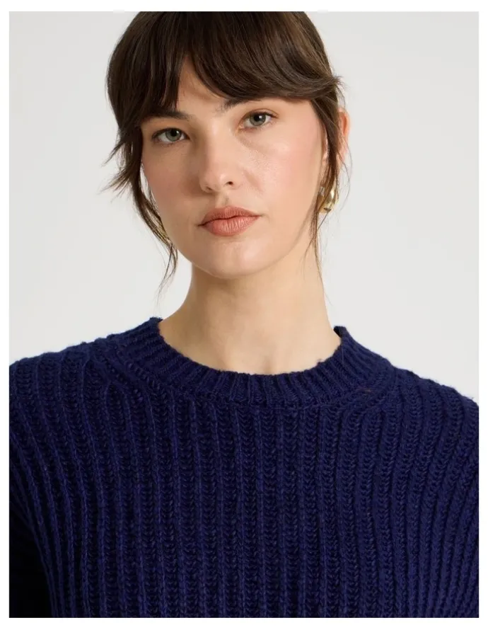 Basque Pointelle Knit in Navy