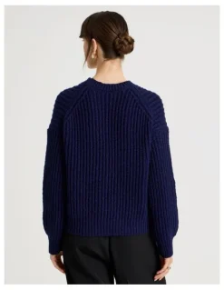 Basque Pointelle Knit in Navy