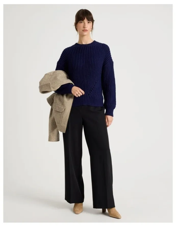 Basque Pointelle Knit in Navy