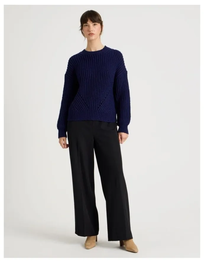 Basque Pointelle Knit in Navy