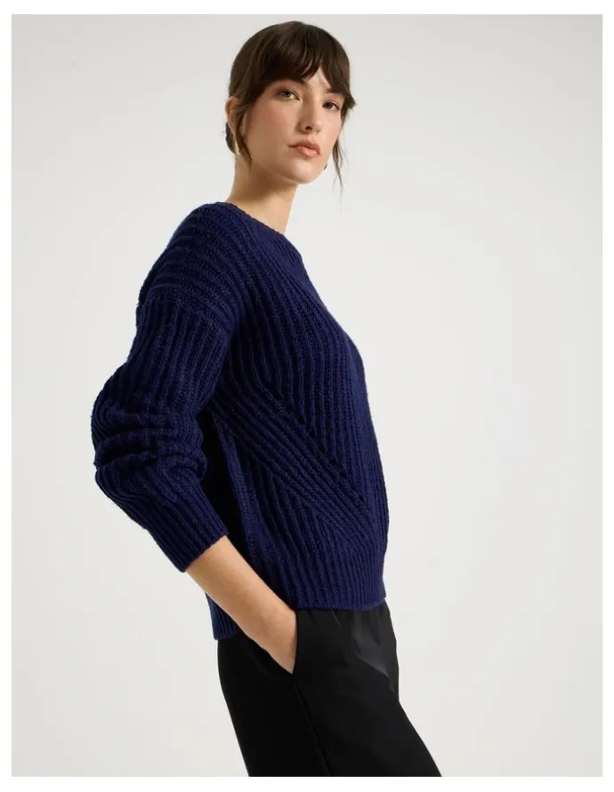 Basque Pointelle Knit in Navy