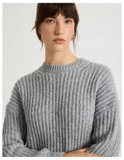 Basque Pointelle Knit in Light Grey
