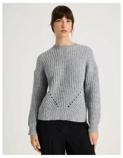Basque Pointelle Knit in Light Grey