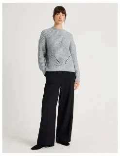 Basque Pointelle Knit in Light Grey