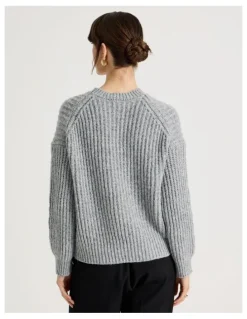 Basque Pointelle Knit in Light Grey