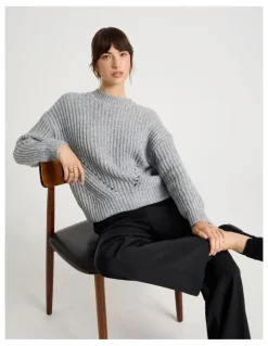 Basque Pointelle Knit in Light Grey