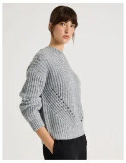 Basque Pointelle Knit in Light Grey