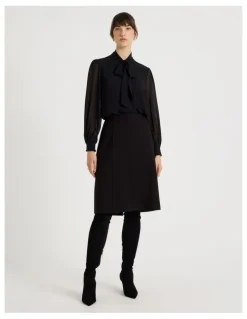 Basque Ponte A Line Skirt in Black
