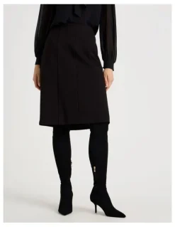 Basque Ponte A Line Skirt in Black