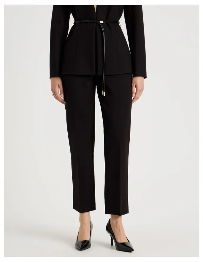 Basque Ponte Straight Leg Pant in Black