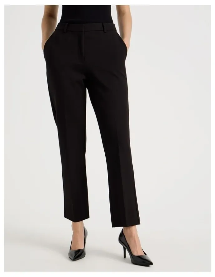 Basque Ponte Straight Leg Pant in Black