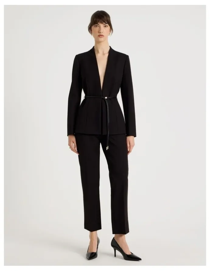 Basque Ponte Straight Leg Pant in Black