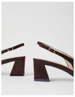 Basque Rachael Heeled Shoes in Chocolate Suede