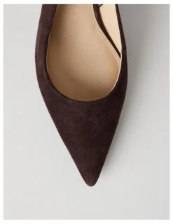 Basque Rachael Heeled Shoes in Chocolate Suede