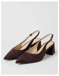 Basque Rachael Heeled Shoes in Chocolate Suede