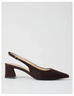 Basque Rachael Heeled Shoes in Chocolate Suede