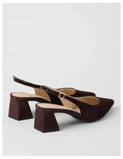 Basque Rachael Heeled Shoes in Chocolate Suede
