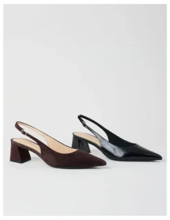 Basque Rachael Heeled Shoes in Chocolate Suede