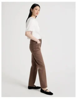 Basque Sateen Straight 5 Pocket Pant in Mocha