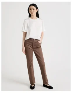 Basque Sateen Straight 5 Pocket Pant in Mocha