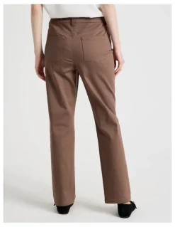 Basque Sateen Straight 5 Pocket Pant in Mocha
