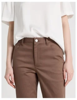 Basque Sateen Straight 5 Pocket Pant in Mocha