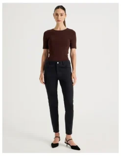 Basque Sateen Twill Five Pocket Pants in Black