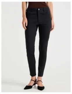 Basque Sateen Twill Five Pocket Pants in Black