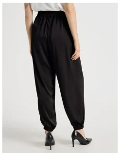 Basque Satin Harem Pant in Black