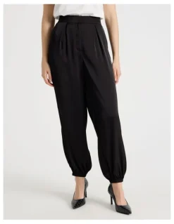 Basque Satin Harem Pant in Black